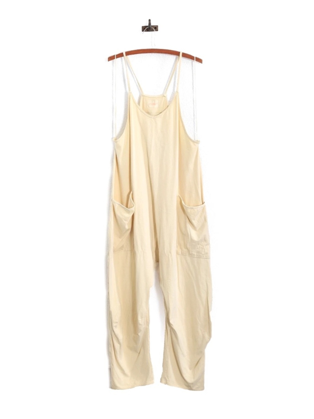 FREE PEOPLE MOVEMENT Hot Shot One - sie cream cotton jumpsuit Sz. L